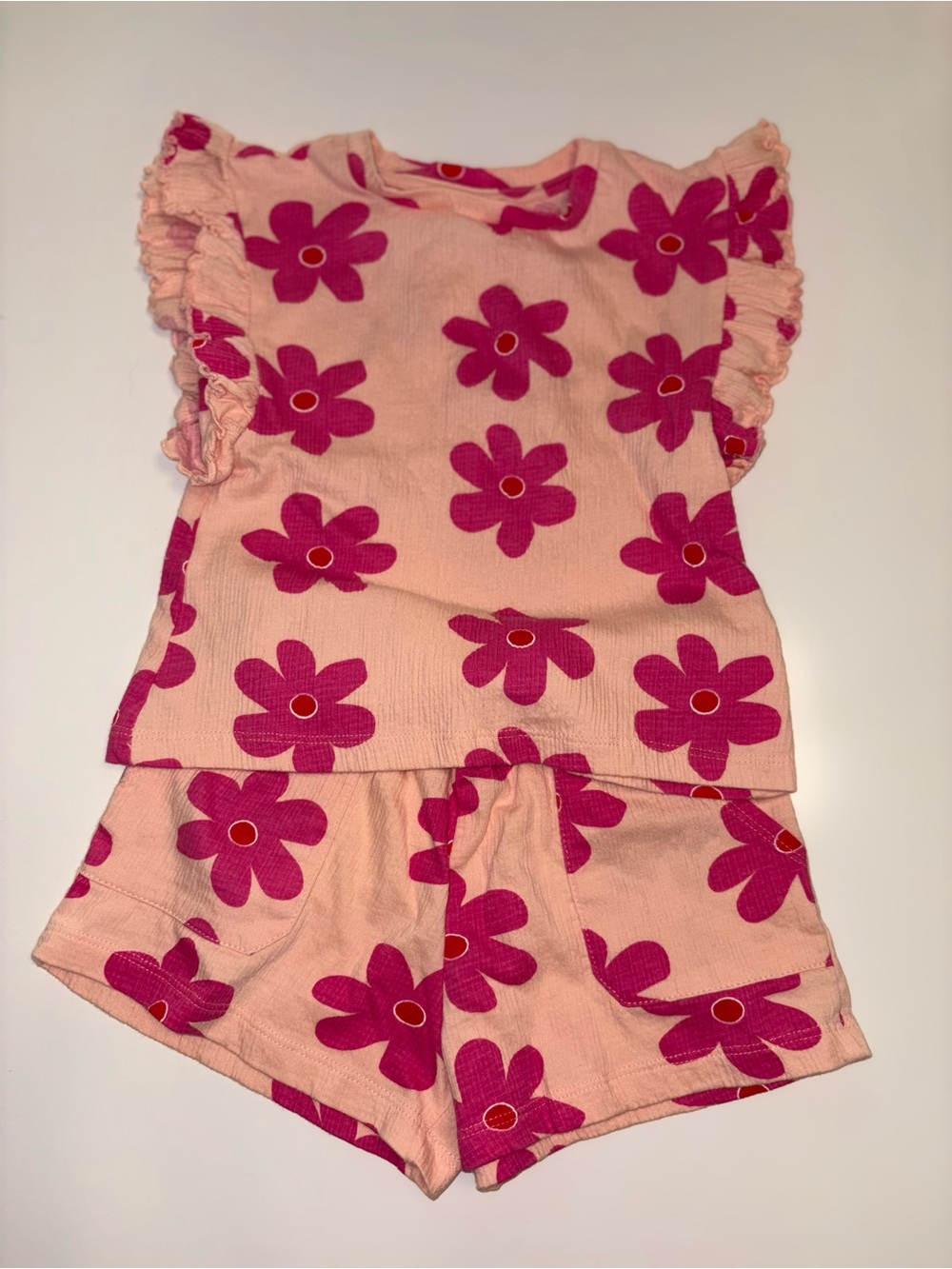 Jessica Simpson Kids Pink Floral Flutter-Sleeve Short Set 2T